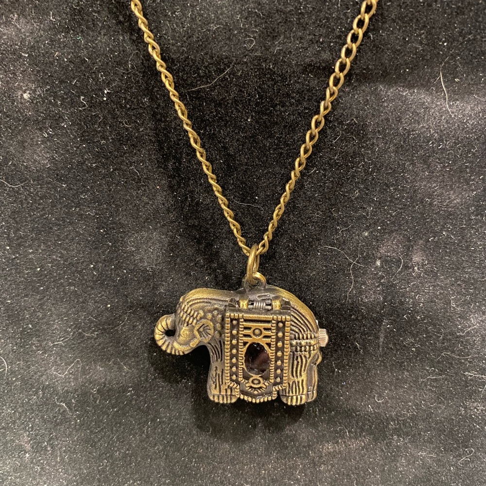 Elephant Watch Pendant Necklace